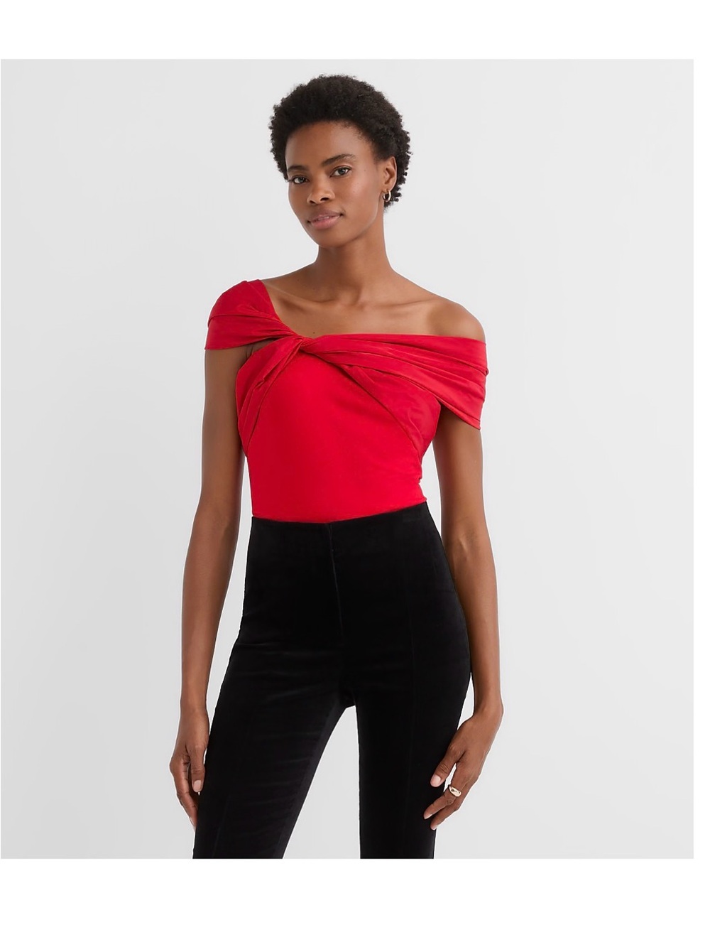 LOFT Red Taffeta Ponte Bow Sleeveless Off the Shoulder Tank Top NWT